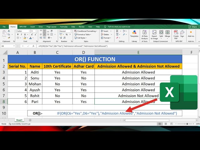 How to use OR() Function in Microsoft Excel