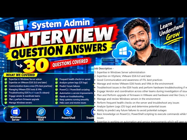 System Administrator Interview Questions Answers l For Interview Preparation #systemadministrator 