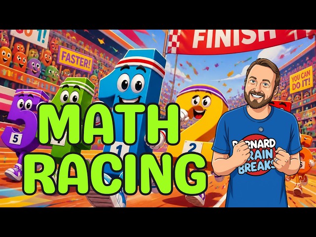 🏁 MATH RACING! | Addition + Exercise Brain Break for Kids