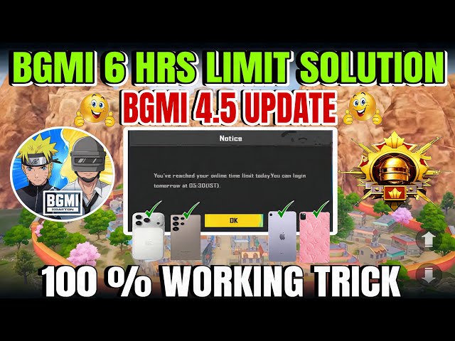 BGMI 6 HOURS LIMIT SOLUTION ‼️ HOW TO REMOVE TIME LIMIT IN BGMI | ANDROID & IOS | 4.5 UPDATE | PUBG