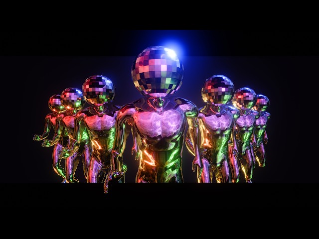 1 Hour Retro Chrome Disco Dancers Running Loop 4K No Audio | Trippy Ambient VJ Visual Background