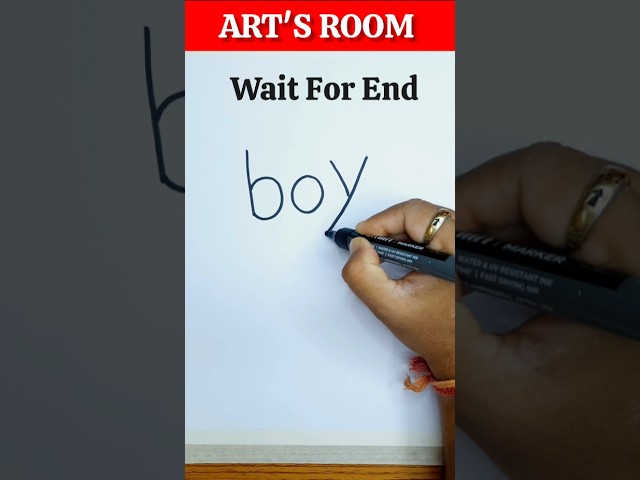 How To Draw A Boy With Word boy | Easy Drawing #shorts #youtubeshorts #artsroom #drawing