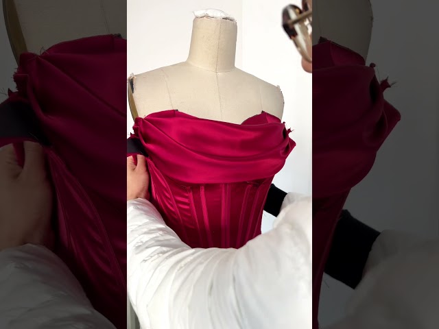 Making a burgundy prom dress with slit #fashion #sewing #promdress #dress #prom #weddingguestdress