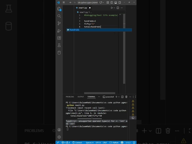 ATM Cash Calculation Bug in Python 😱 | Debugging Explained #shorts python #pycode #pythong