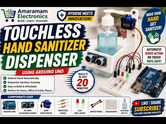 🤲 Smart Touchless Hand Sanitizer Dispenser Using Arduino Uno | Automatic Sanitizer Project