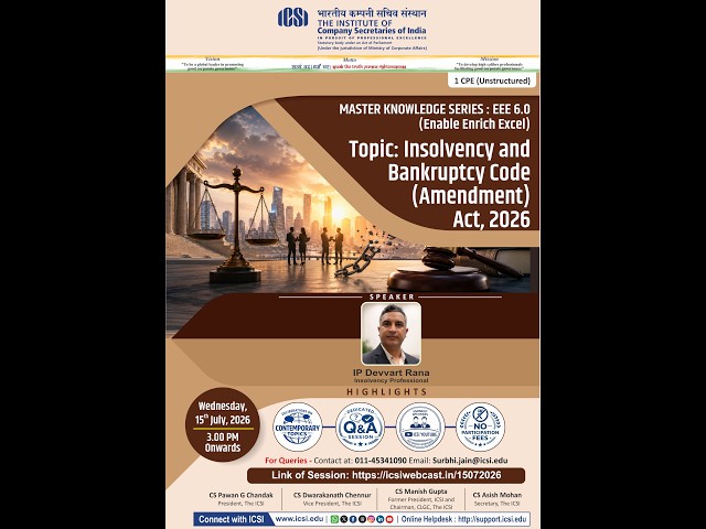Live Webinar on Insolvency and Bankruptcy Code (Amendment) Act 2026