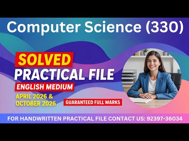 NIOS Class 12 Computer Science (330) Practical File 2025-26 | Full Solved Practical | 100%Marks#nios