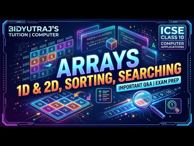 ICSE Class 10 Computer Applications: Arrays 1D & 2D | Sorting & Searching Important Q&A 💻