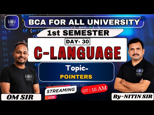 #bca BCA 1st Semester | C Language | Day-29 | Pointer in C | LIVE 07:15 AM | By Nitin Sir