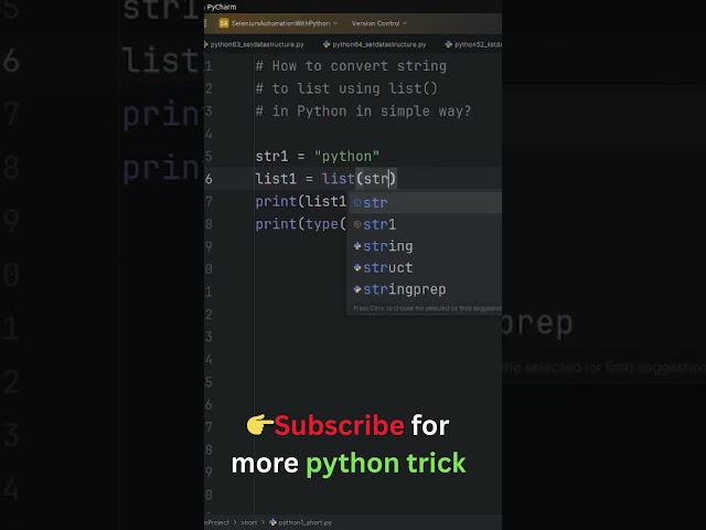 52 : Convert String to List in Python 🐍 |  #shorts #pythonprogramming #pythontutorial #programming