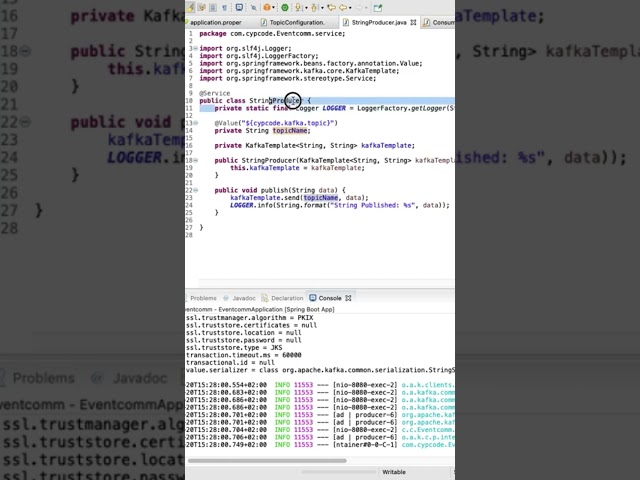 KAFKA Producer in 60 seconds Spring boot #shortsvideo #tutorial #coding