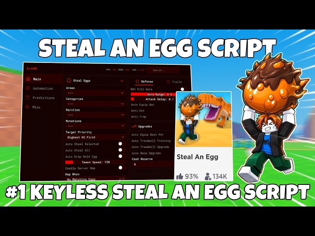 Steal An Egg Script *NOKEY* - STEAL ALL, AUTO TREADMILL, ANTI HIT & MORE | PASTEBIN (MOBILE & PC)