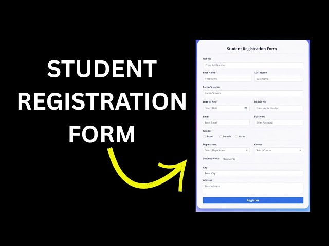 Student Registration Form Using HTML and CSS | Complete Tutorial #StudentRegistrationForm #HTMLCSS