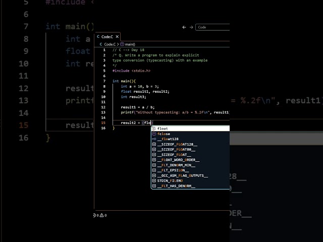 C Program: Explicit Type Conversion  #cprogramming #typecasting #coding