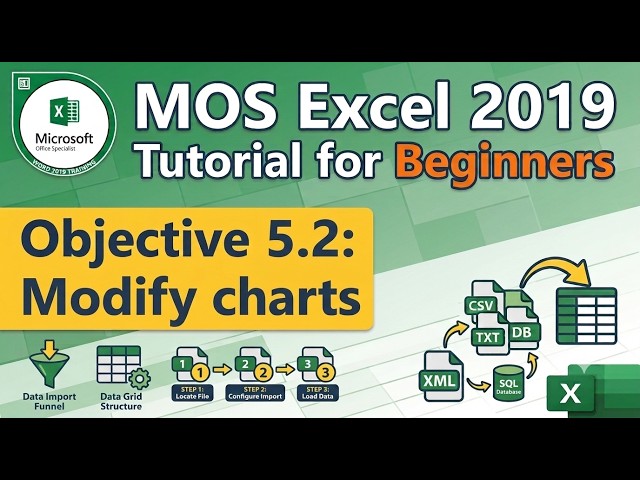 Objective 5.2: Modify charts | MOS Excel 2019 Tutorial for Beginners