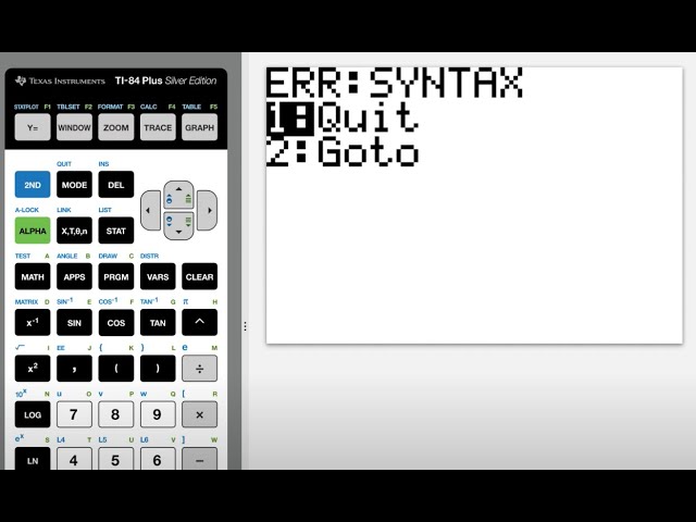 SYNTAX error TI-84 TI-83