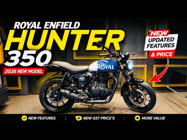 Updated✅ Royal Enfield Hunter 350 Rebel Blue 2026 New Model GST On Road Price Changes All Details