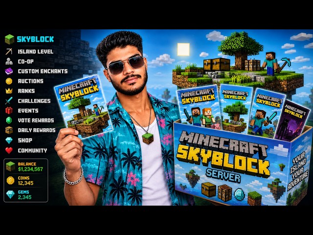 🔴#20 Sab Players Shock Ho Gaye Is Dragon Build Se || Minecraft Skyblock  Public SMP Join Now 24/4