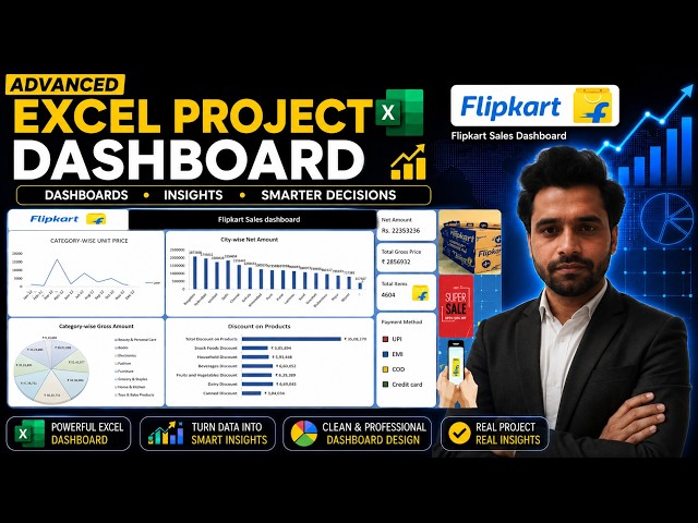 Advanced Excel Sales Dashboard | Flipkart Data Analysis Project | Excel Dashboard for Data Analysts.