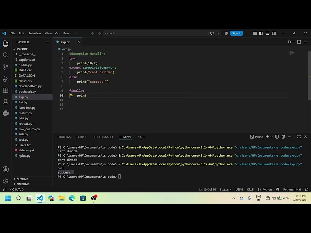 Python Exception Handling Explained in Tamil | Try Except, Else & Finally | Python Tutorial