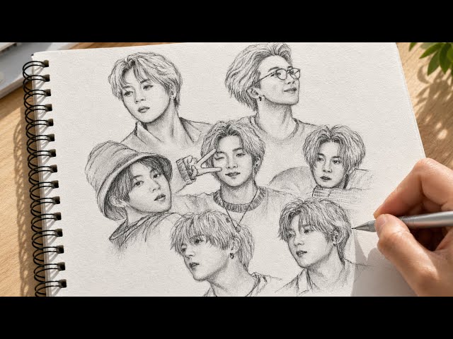 How to draw BTS Members | Jungkook | BTS V |Jimin | BTS Drawing