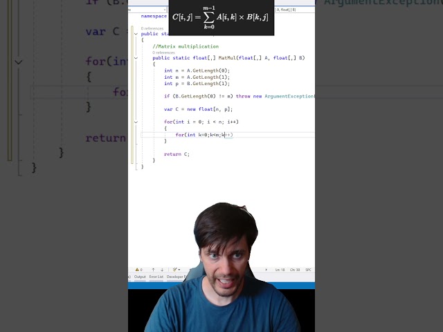 Matrix multiplication in CSharp #csharp #coding #computerscience