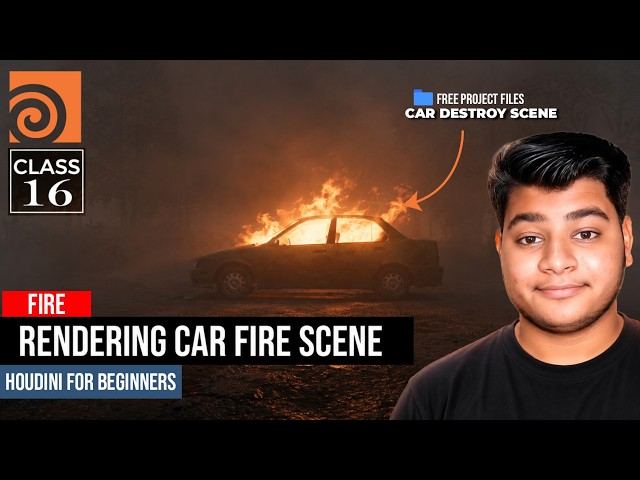 Rendering Our Car Fire Scene| Houdini for Beginners | Class 16