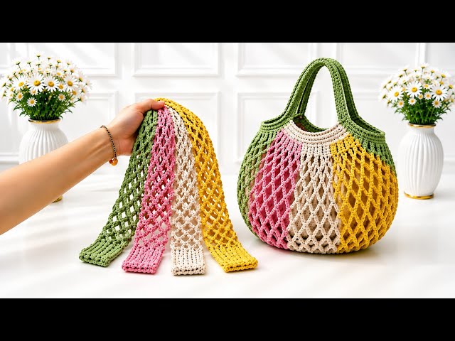 DON’T MISS THIS! 😍 How to Crochet a Stunning Mesh Bag | Easy Step-by-Step Tutorial