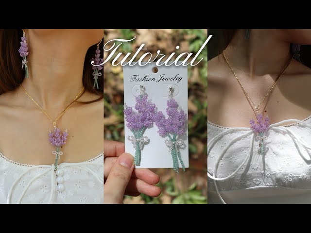 Beaded Lavender Bouquet Jewelry 🌿 | Earrings & Necklace Tutorial