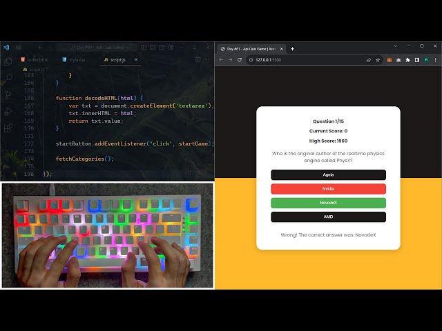 ASMR Programming - Quiz Game With Api - No Talking