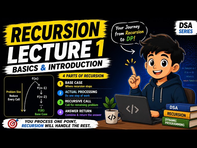 Recursion Lecture 1 | Recursion Basics  | How to Think in Recursion | DSA