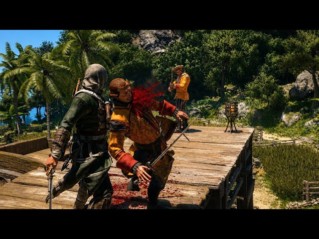 Assassin's Creed Black Flag Resynced - Like a True Assassin (Aggressive Stealth Kills)4K60FPS 