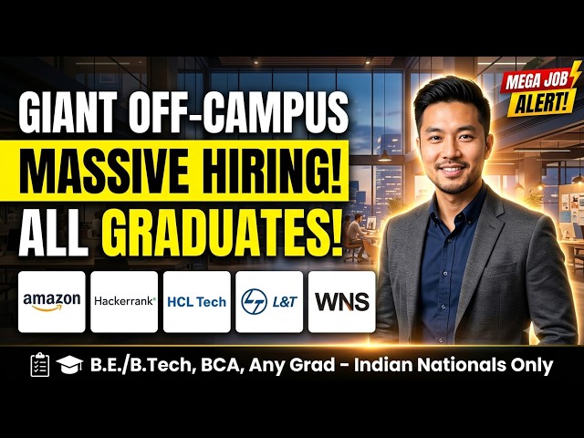 🔥Hackerrank, L&T, Amazon, HCL Tech5+ Urgent Off Campus Drives | 2021-2027 | For All Freshers