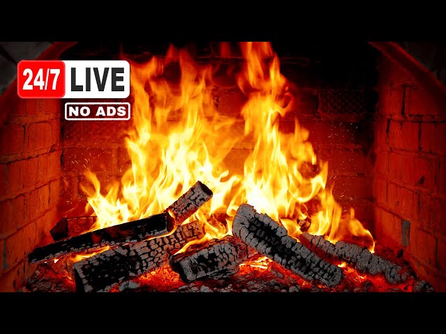 🔥壁炉无广告（24/7 全天候直播）。 真实的噼啪作响的火焰声 • 4K 超高清