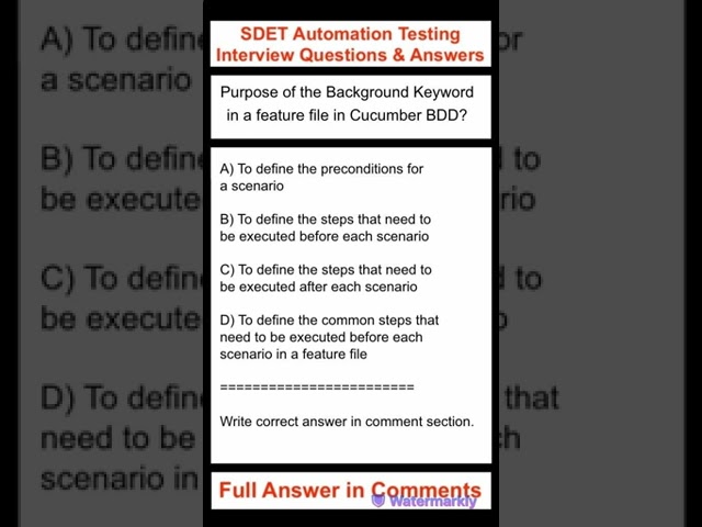 SELENIUM : JAVA : CUCUMBER : Purpose of the Background Keyword  in a feature file in Cucumber BDD