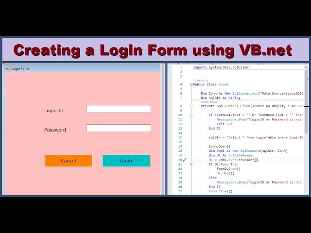 Login Form | VB.net | Visual Studio | with and without database validation  How to create login form