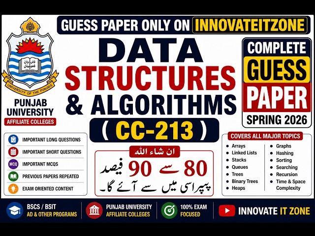 Data Structures & Algorithms Complete Guess Paper 2026 | CC-213 | Punjab University | Spring 2026