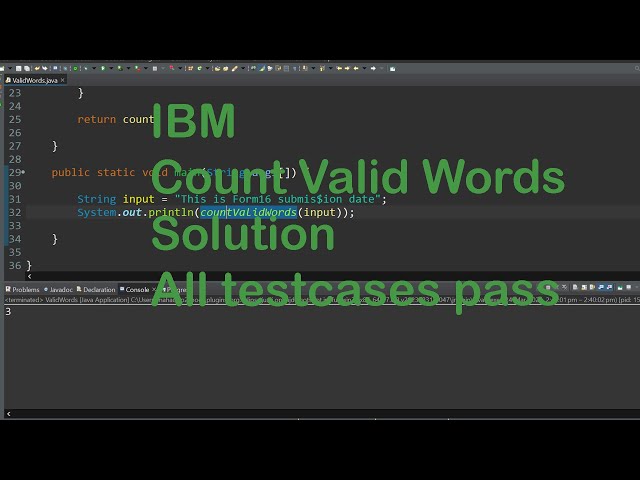 IBM Coding Assessment | countValidWords Solution | Backed developer | Java developer