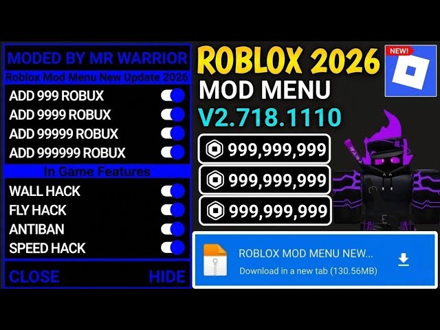 Roblox Mod Menu Unlimited Robux | New Version APK 2.718.1110 | Roblox Mod Menu 2026 | Mr Warrior