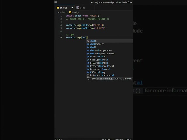 Chalk Module in Nodejs | How to change text color in command prompt in js #shorts #programmerd