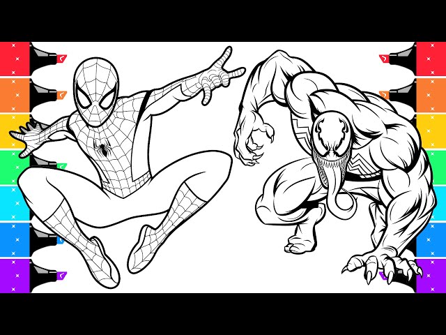 Coloring Spiderman vs Venom Coloring Page | Ohuhu Markers
