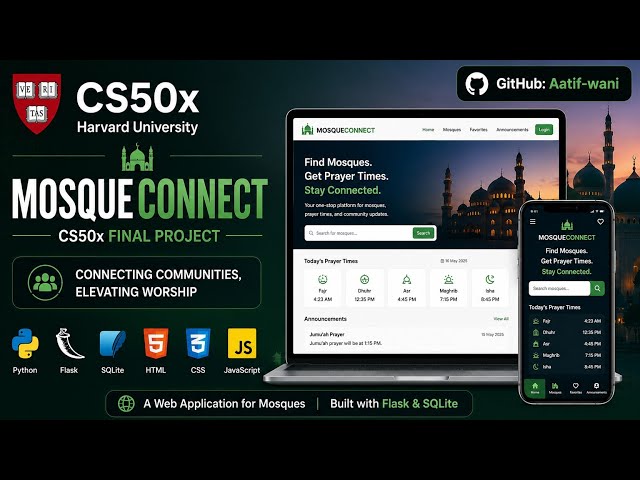MosqueConnect | CS50x Final Project | Aatif Wani