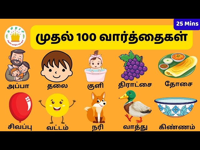 My First 100 words in Tamil  for Kids | Tamilarasi