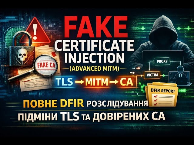 Fake Certificate Injection (Advanced MITM) — Повне DFIR-розслідування підміни TLS та довірених CA