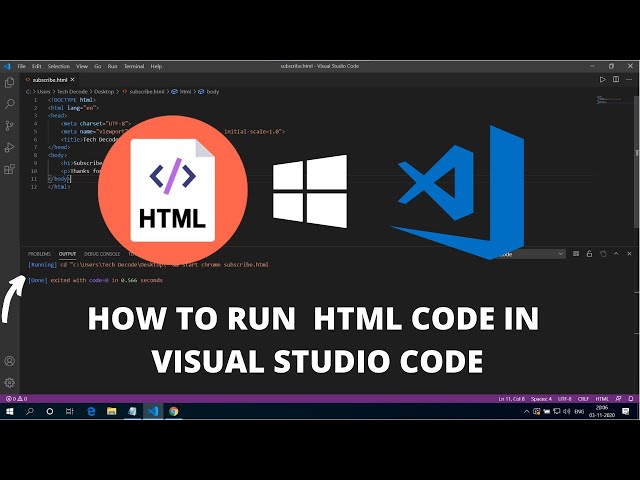 How to Run HTML in Visual Studio Code on Windows 10 2020