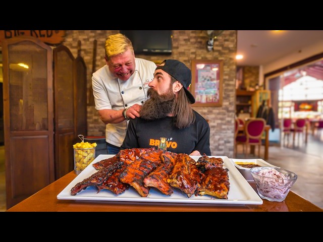 IF YOU CAN BEAT PORTUGAL'S HUGE RIB CHALLENGE THEY DRESS YOU AS A KING! | BeardMeatsFood