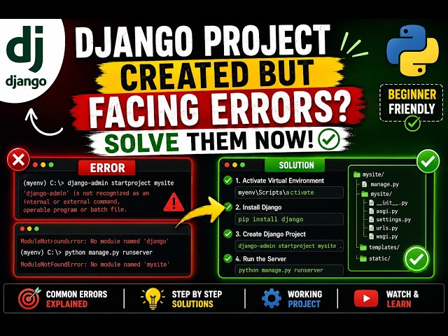 How to Create a Django Project and Fix Common Errors | Django Beginner Tutorial (2026) (no audio)