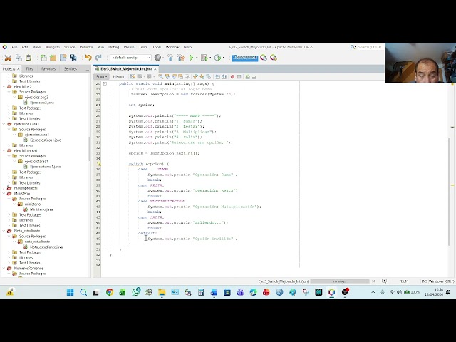 Video explicado Estructura Switch en el lenguaje Java