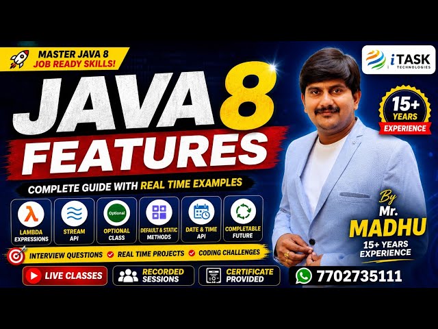 Java 8 Features Complete Tutorial | Lambda Expressions, Stream API, Optional | By Mr. Madhu