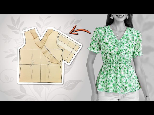How to Draft a Wrap Blouse with a Ruffle Collar | Sewing Pattern Tutorial